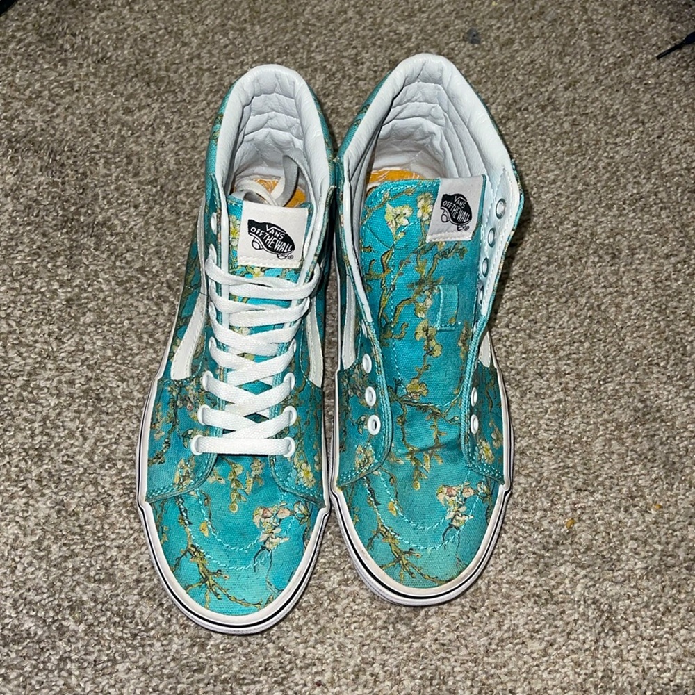 Vans Teal and White High-Top Sneakers
